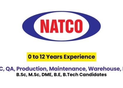 Natco Pharma Hiring Freshers & Experienced for QC, QA, Production, Maintenance, Warehouse, IT