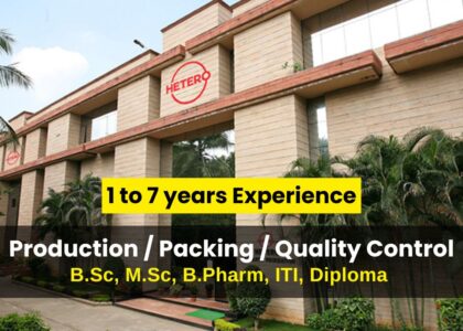 Hetero Labs Limited Hiring for Production, Packing, Quality Control