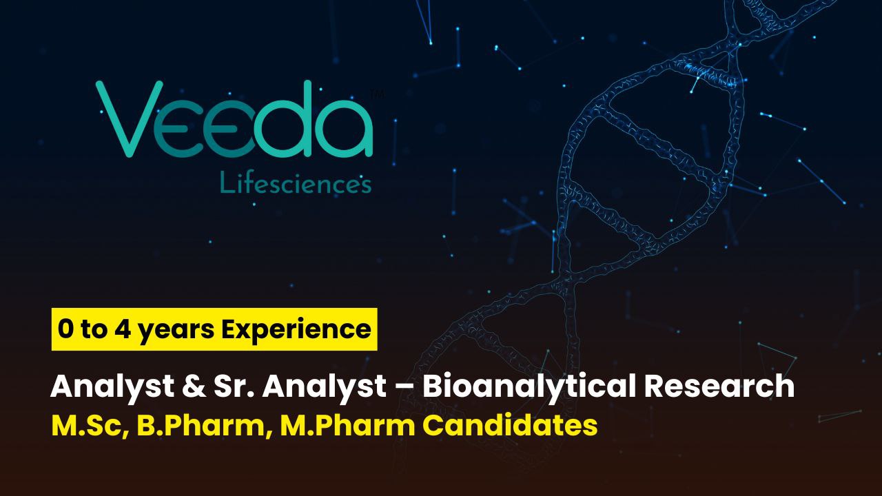 Veeda Lifesciences Hiring Freshers & Experienced for M.Sc., B.Pharm, M.Pharm